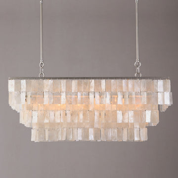 Elsa 6-Light White Mother of Pearl Tiered Kitchen Island lighting Mediterranean Pastoral